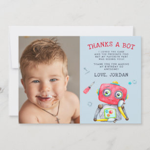 Cute Robot Flat Thank You Photo Card