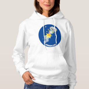 Cute robot flying in space cartoon illustration hoodie