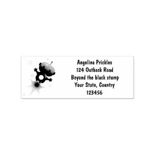 Cute robot flying in space cartoon illustration rubber stamp