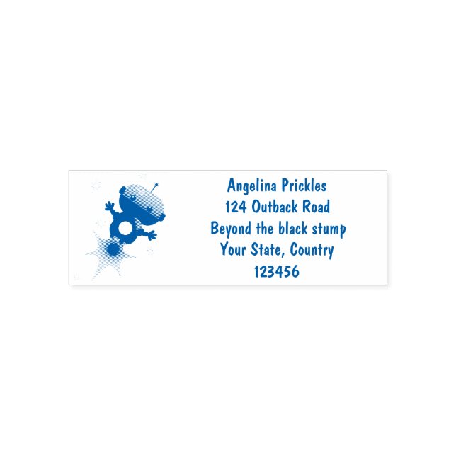 Cute robot flying in space cartoon illustration  self-inking stamp (Design)