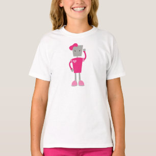 Cute Robot, Funny Robot, Girl Robot, Pink Robot T-Shirt