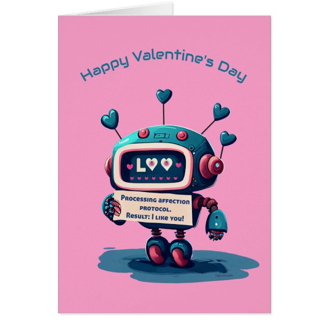 Cute Robot Happy Valentines Day -I like you (Front)