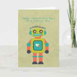 Cute Robot, Happy Valentine's Day, Special Boy Holiday Card