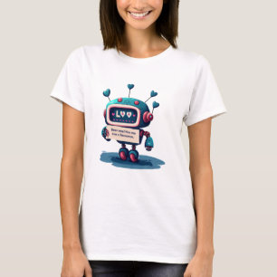 Cute Robot Hug Me Tee with Hearts, Fun