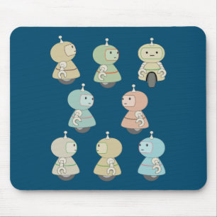 Cute Robot Illustration Mouse Mat
