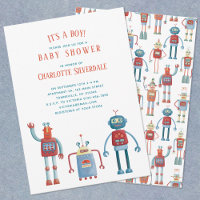 Cute Robot It's a Boy Baby Shower Invitation