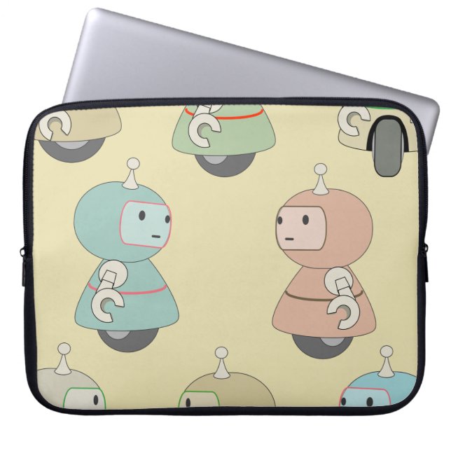 Cute Robot Pattern Laptop Sleeve (Front)