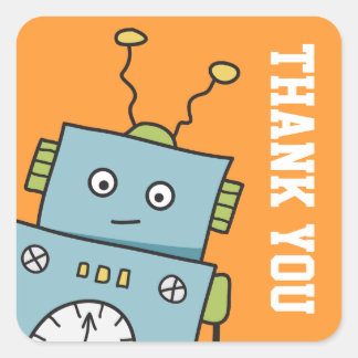 Cute Robot Thank You Stickers
