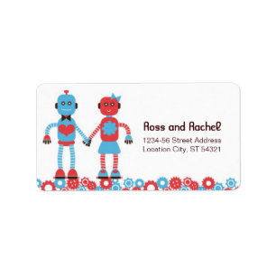 Cute Robot Theme Wedding Label