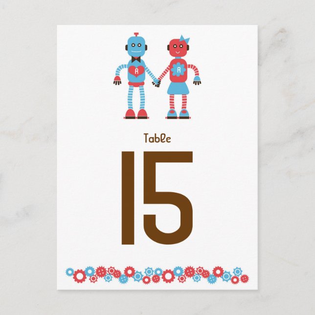 Cute Robot Theme Wedding Postcard (Front)