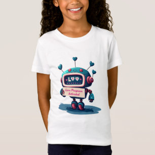 Cute Robot Valentines Tee with Blue Hearts, Fun