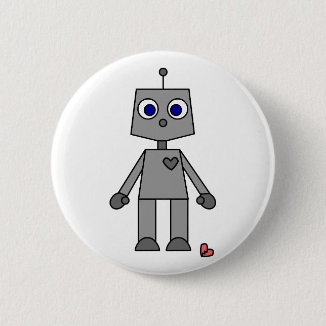 Cute Robot With A Broken Heart 6 Cm Round Badge (Front)