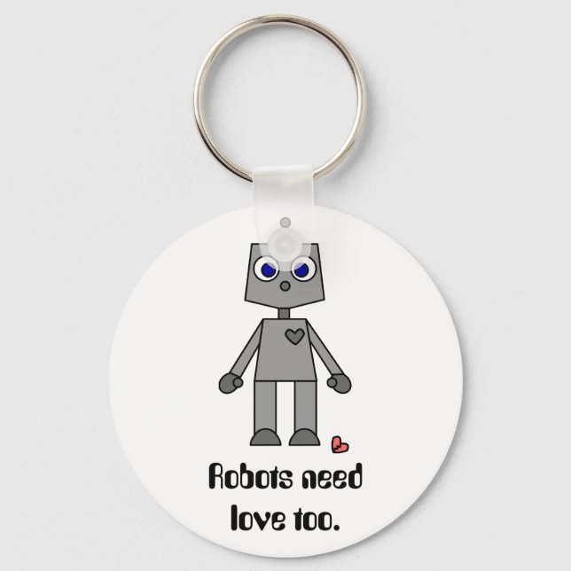 Cute Robot With A Broken Heart Key Ring (Front)
