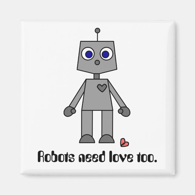 Cute Robot With A Broken Heart Magnet (Front)