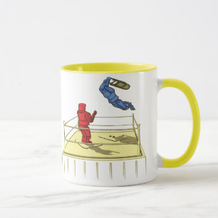 Cute Robot Wrestling Cartoon Mug