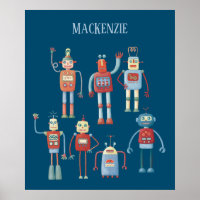 Cute Robots Personalized Poster