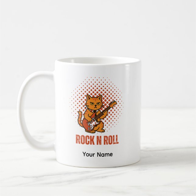 Cute Rock Cat Personalizable Mug (Left)