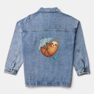 Cute Rock Climbing Sloth  Denim Jacket