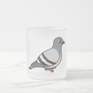 Cute Rock Pigeon Frosted Glass Coffee Mug