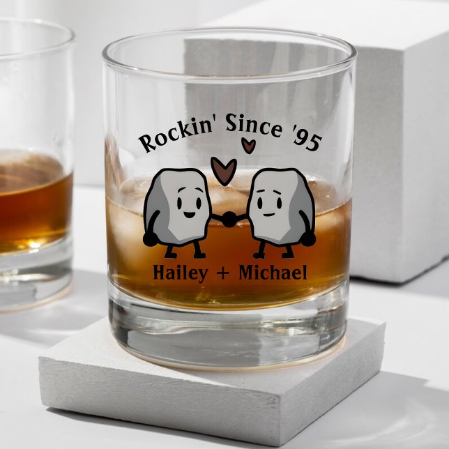 Cute Rock Pun Newlywed Couple Wedding Anniversary Whiskey Glass (Cute Rock Pun Newlywed Couple Wedding Anniversary Whiskey Glass)