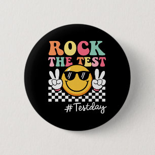 Cute Rock The Test Retro Smile Teacher Kids Testin 6 Cm Round Badge
