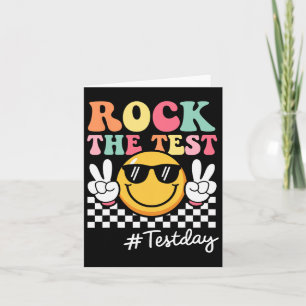 Cute Rock The Test Retro Smile Teacher Kids Testin Card