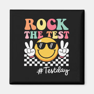 Cute Rock The Test Retro Smile Teacher Kids Testin Magnet