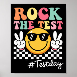 Cute Rock The Test Retro Smile Teacher Kids Testin Poster