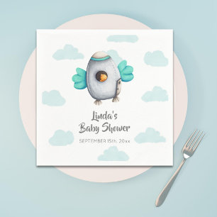 Cute Rocket Bird Baby Shower Napkin