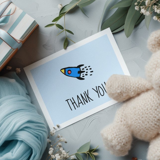Cute rocket boy Baby shower Thank you Postcard (Creator Uploaded)