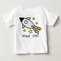 Cute Rocket Ship Blast Off Hand Drawn