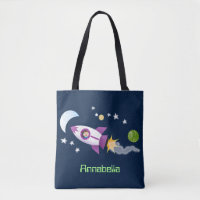 Cute rocket ship in space cartoon illustration