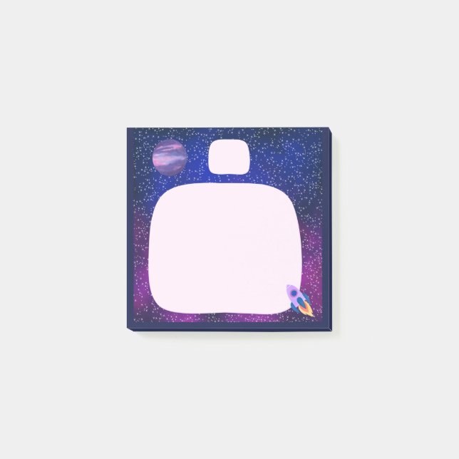 Cute Rocket Space Galaxy Memo Pad Two Sections Pos Post-it Notes (Front)