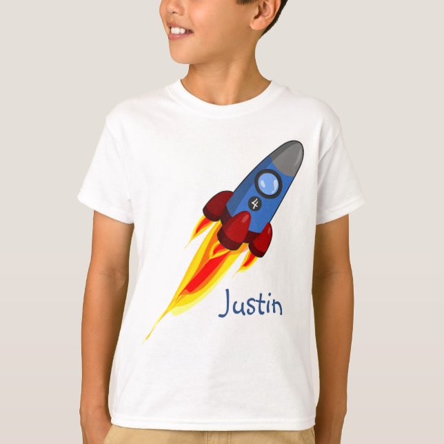 Cute Rocket Themed Boy T-Shirt Custom (Front)