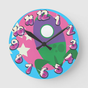 Cute rockets round clock