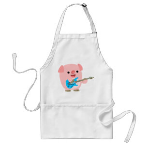 Cute Rockin' Cartoon Pig Apron