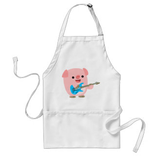 Cute Rockin' Cartoon Pig Apron
