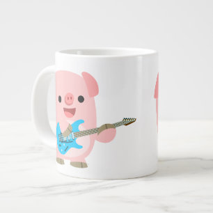 Cute Rockin' Cartoon  Pig Jumbo Mug