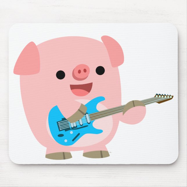 Cute Rockin' Cartoon  Pig Mousepad (Front)