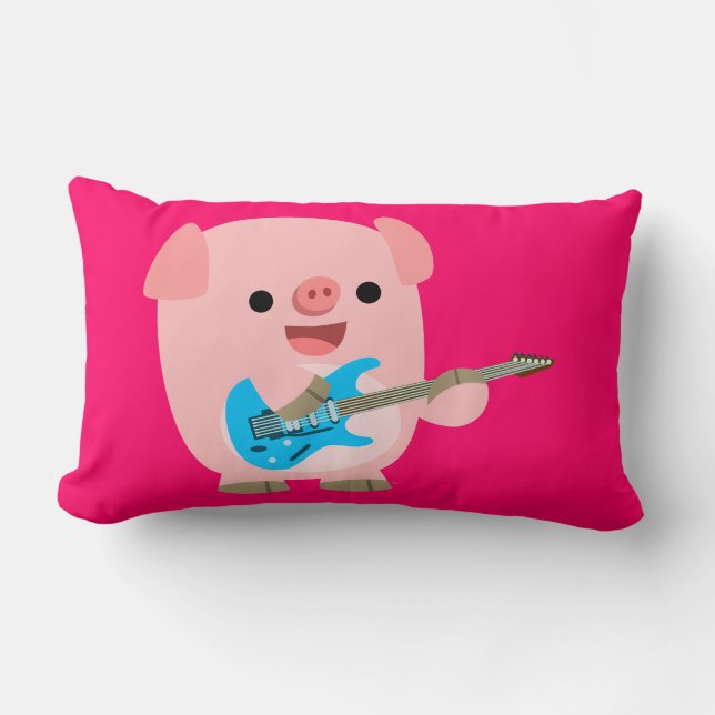 Cute Rockin' Cartoon  Pig Pillow (Front)