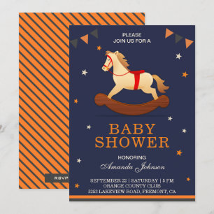 Cute Rocking Horse Baby Shower Invitation