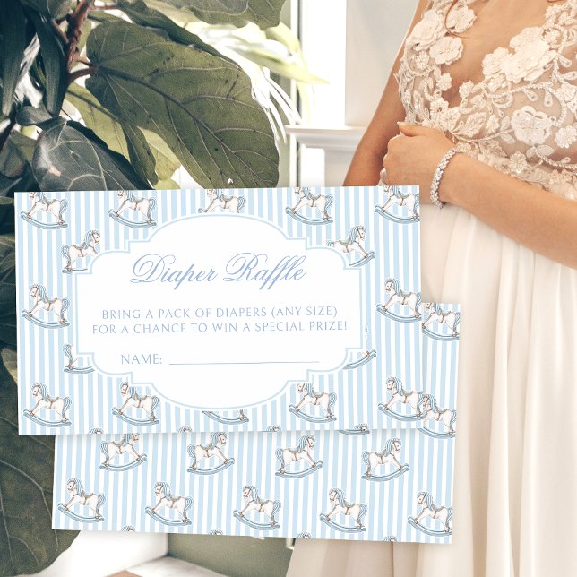 Cute rocking horse boho baby shower diaper raffle enclosure card (Creator Uploaded)