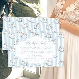 Cute rocking horse boho book for baby boy shower enclosure card