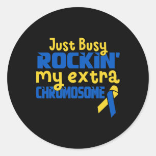 Cute Rocking My Extra Chromosome Down Syndrome Awa Classic Round Sticker