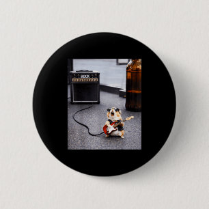 Cute rockstar hamster funny guitar punk rock'n rol 6 cm round badge