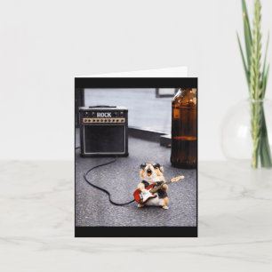 Cute rockstar hamster funny guitar punk rock'n rol card