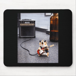 Cute rockstar hamster funny guitar punk rock'n rol mouse mat