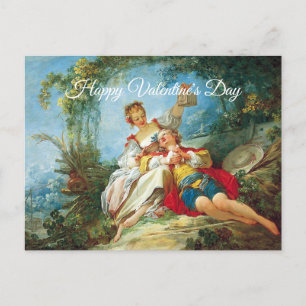 Cute Rococo Happy Lovers Valentine Day Postcard