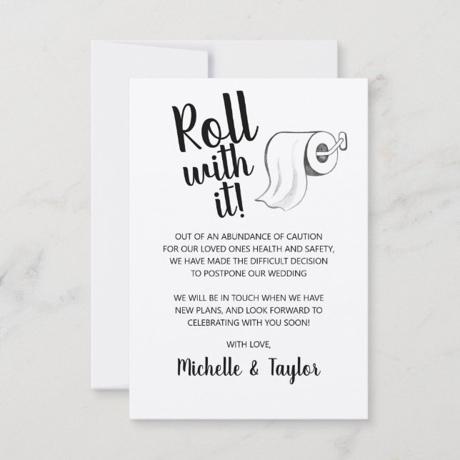 Cute Roll with it Postponed Roll with it Card (Front)