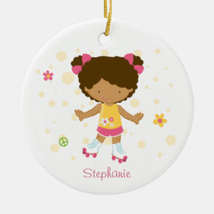 Cute roller skater girl personalised ornament